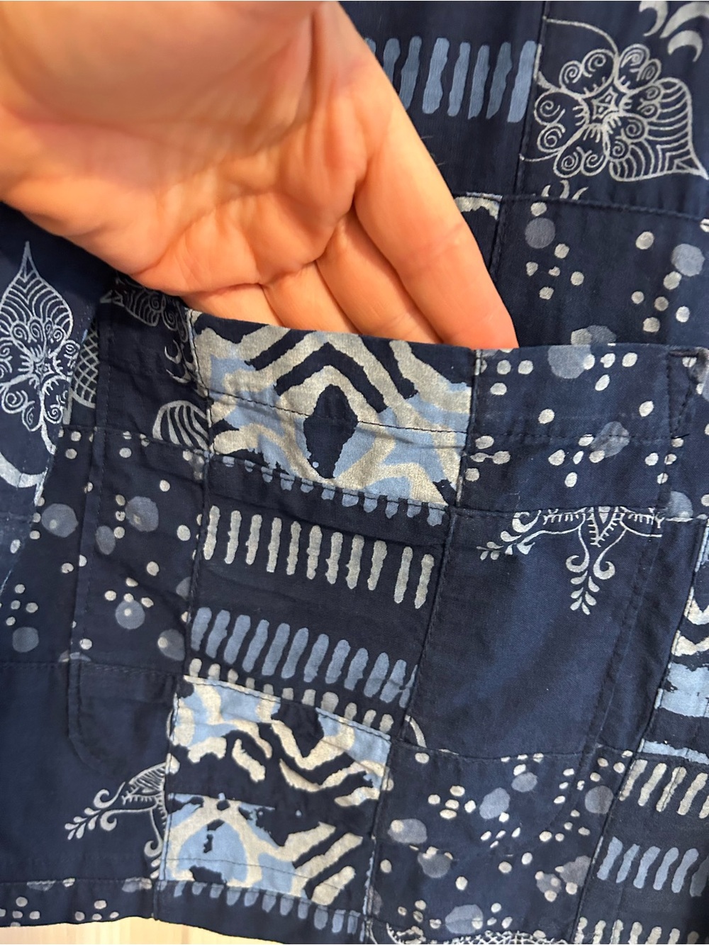 J. Crew Indigo-Dyed Madras Patchwork Blue Long-Sleeve Shirt - Picture 5 of 10